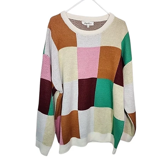 Haptics By Harper Soft Crew Neck Sweater with Geometric Design. Size 2x - Picture 4 of 7
